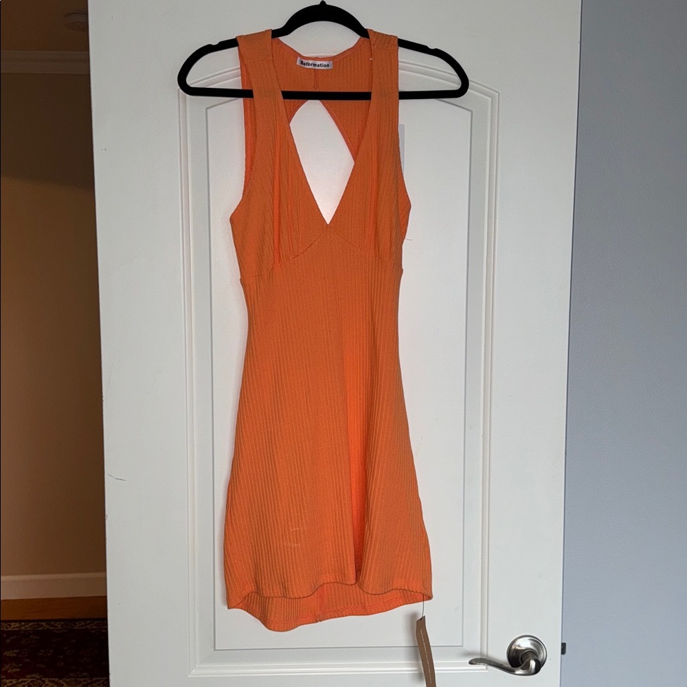 reformation Orange Sleeveless Dress